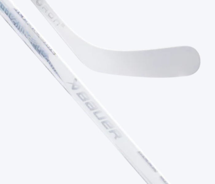 Bauer Proto-R pro stock hockey stick in white with silver shaft graphics