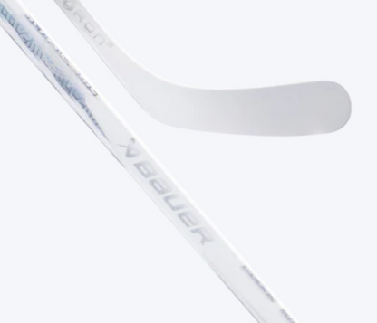 Bauer Proto-R pro stock hockey stick in white with silver shaft graphics