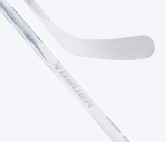 Bauer Proto-R pro stock hockey stick in white with silver shaft graphics