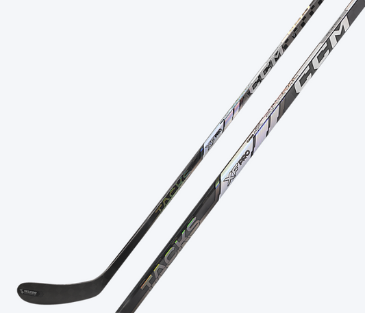 CCM Tacks XF Pro pro stock hockey stick in black with yellow and silver details