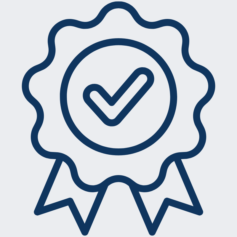 Ribbon badge icon representing 100% authentic pro stock and retail hockey sticks